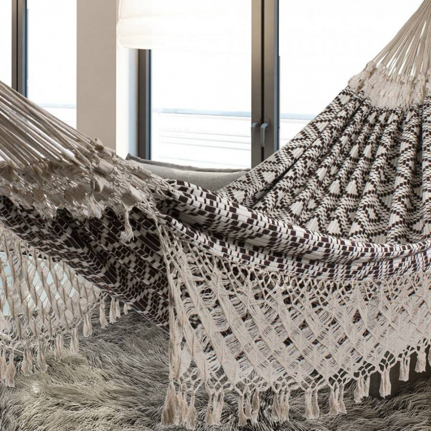 Гамак подвесной семейный с бахромой серый Land IMPEX  132261 Серый  - Вид №1