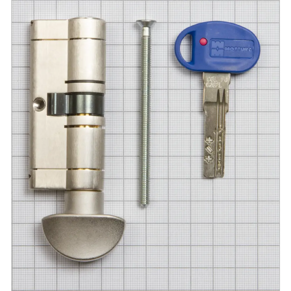 Цилиндр Mottura Champions Pro CP4F414101R, 36x10x36 мм, ключ/вертушка, цвет матовый никель STLM-2108022 - Вид №2