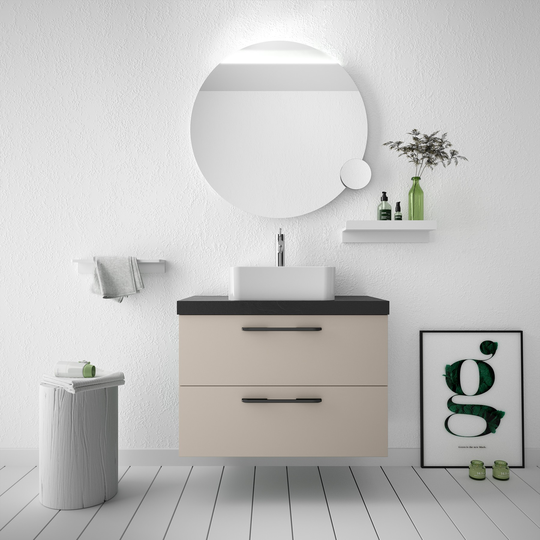 81703 SALGAR Мебель для умывальника FUSSION CHROME 800 MACCHIATTO с 2 ящиками 797 x 540 x 450 мм Макиато