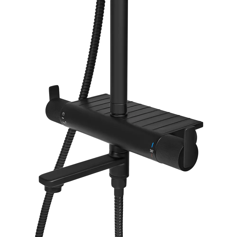 Душевая система KONSENSA Теано с термостатом 3 режима цвет черный матовый STLM-2154615 - Вид №2