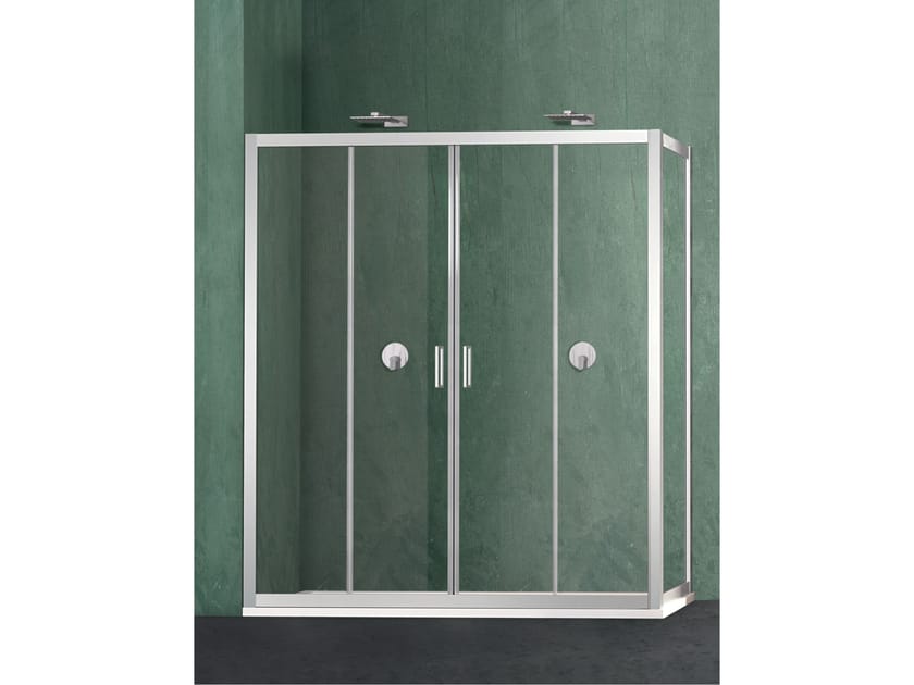 Угловая душевая кабина с раздвижной дверью Metidea платина ARCH-00050878