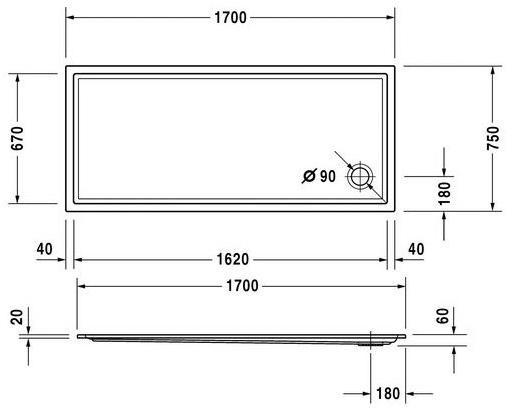 Duravit Поддон для душа прямоугольный из акрила Starck 720132 - Вид №1