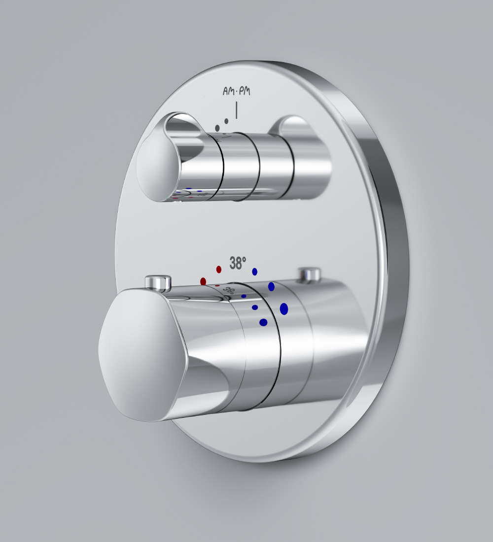 F9075600 смеситель д/душа с термостатом монтируемый в стену хром шт AM.PM Gem - Вид №1