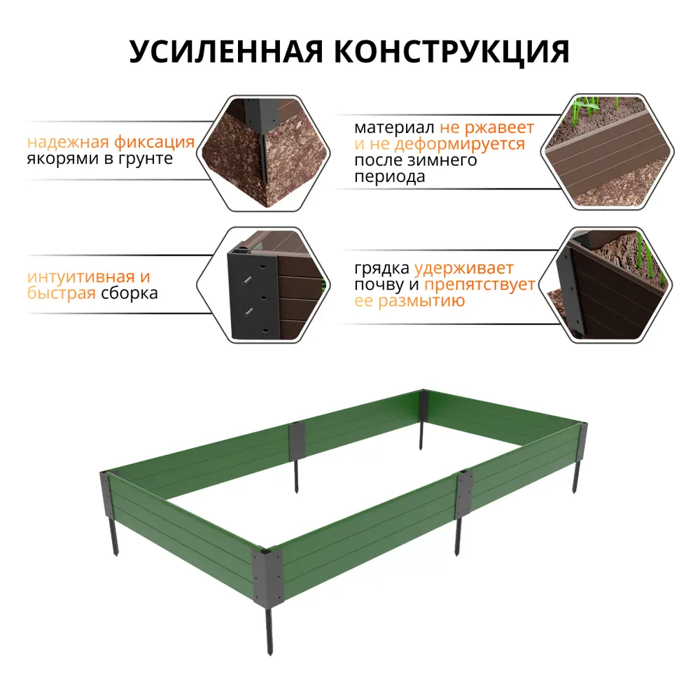 Грядка садовая Gidrolica 207x74x16 см цвет зеленый Santreyd STLM-2003591 - Вид №1