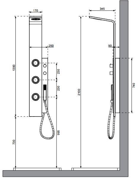 KRION Настенная термостатическая душевая стойка с ручным душем sun-id-1468402 - Вид №3