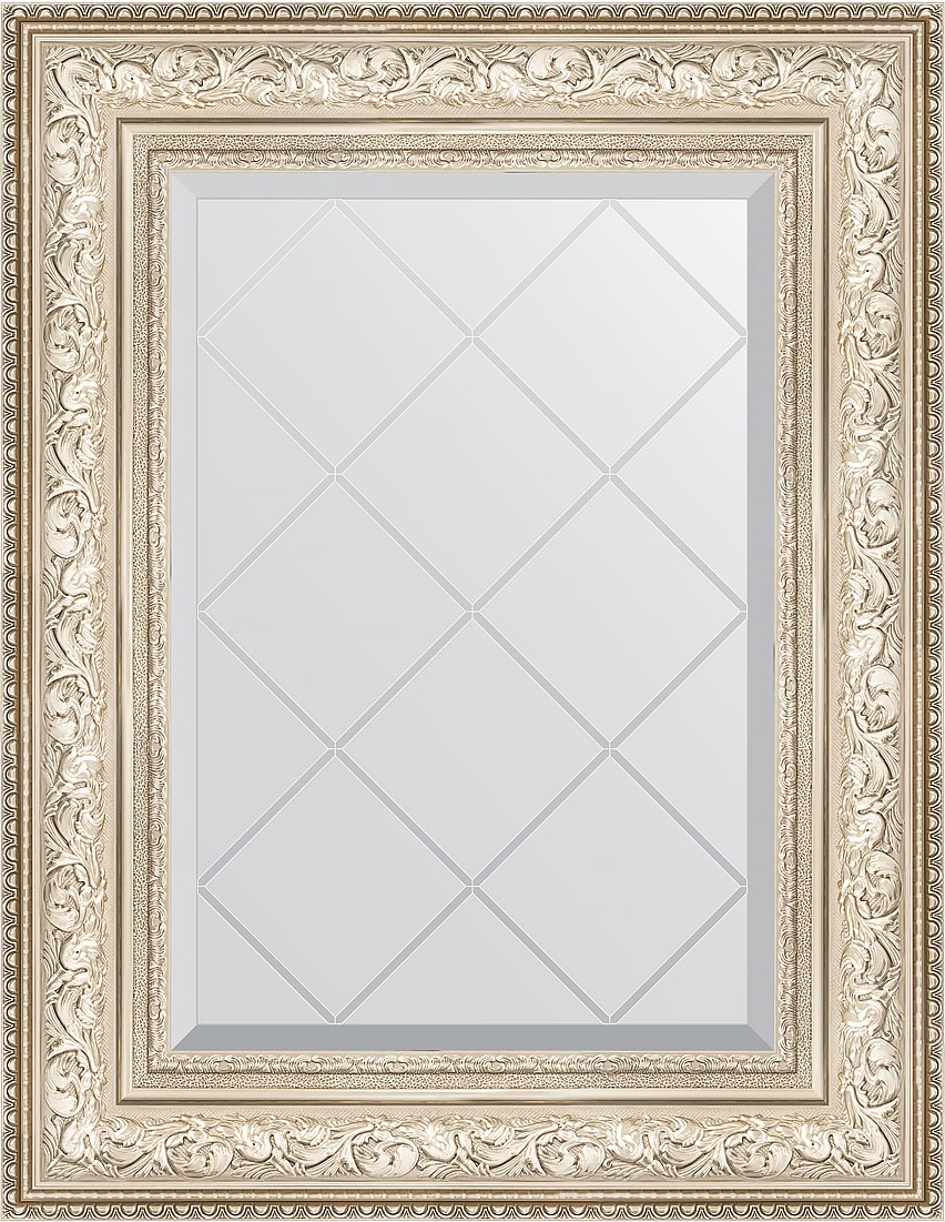 BY 4039 Зеркало с гравировкой в багетной раме - виньетка серебро 109 mm EVOFORM Exclusive-G