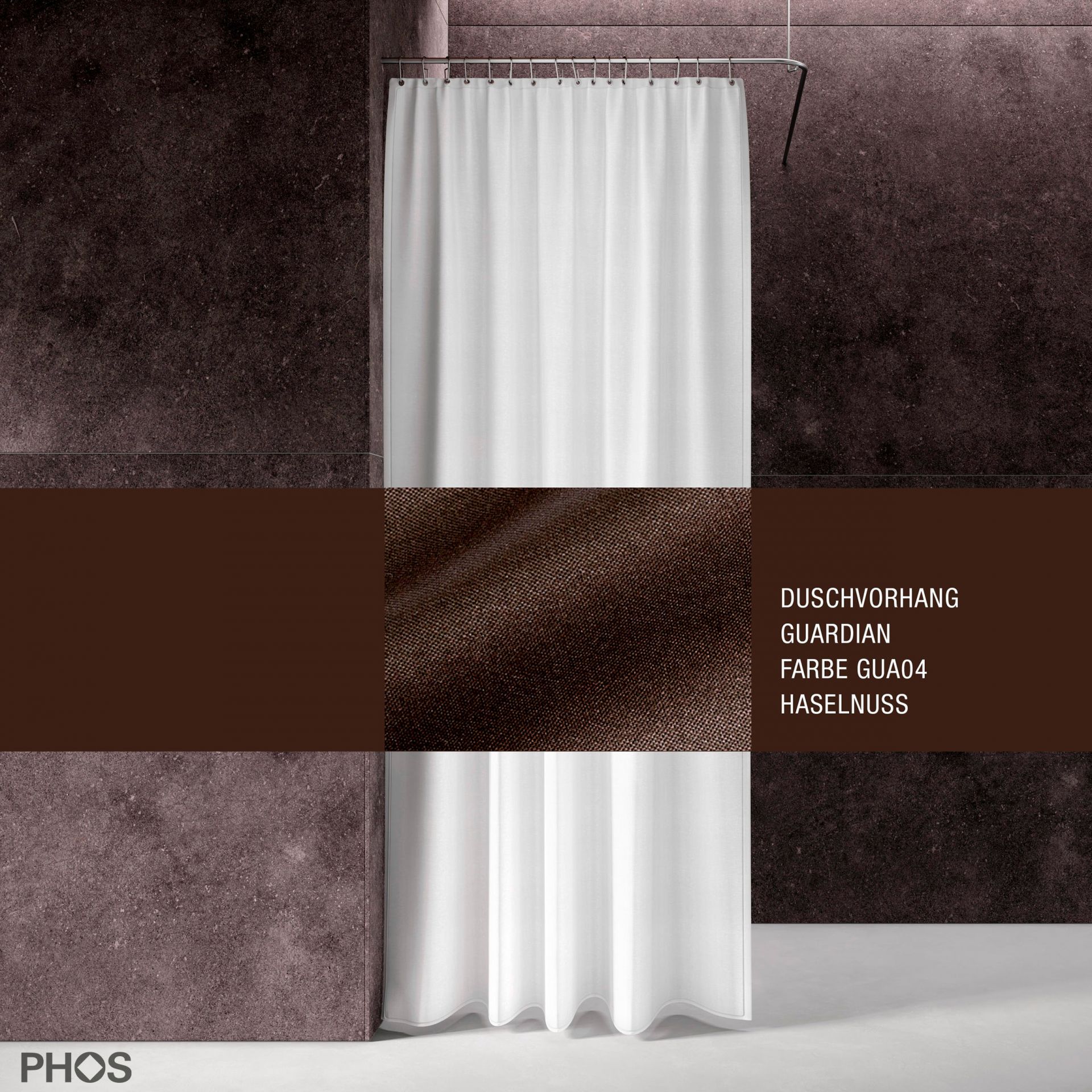 DV-GCS200-120-GUA04 Душевая занавеска Guardian, длина 200 см, ширина 120 см. фундук PHOS 