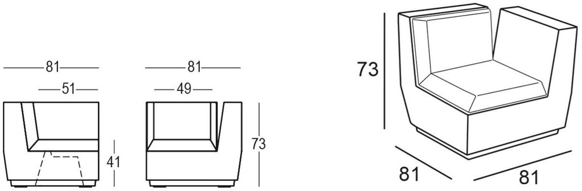 Plust Модульное угловое кресло из полиэтилена Big cut sun-id-1488692 - Вид №4