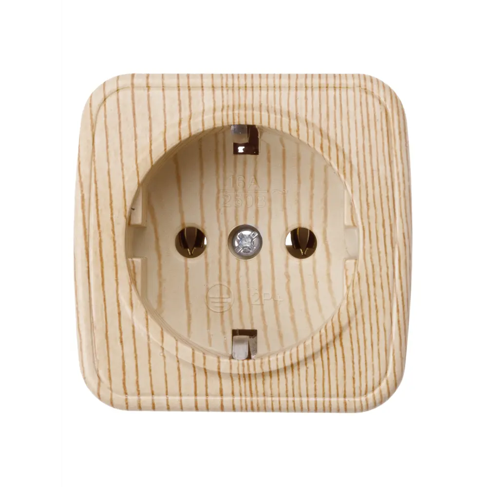 Розетка накладная TDM Electric Дача в цвете сосна с заземлением 89376326 Серия отсутствует STLM-1118040 - Вид №1