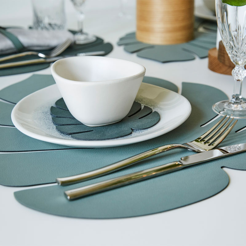 989965 Nupo dark green подстаканник лист монстеры 14х12 см, толщина 1,6мм;LIND DNA  - Вид №2