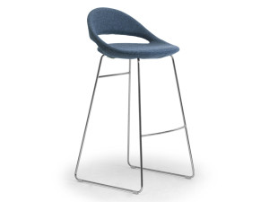 Высокий стул из стали и ткани со спинкой