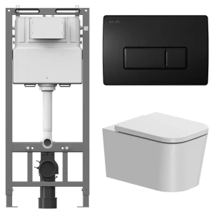 Комплект инсталляции AM.PM Tech с безободковым унитазом AM.PM Moxie клавиша AM.PM Tech M чёрная