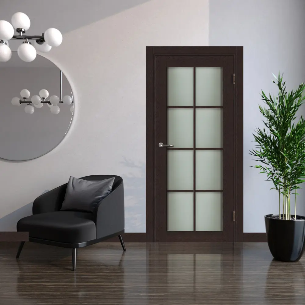 Дверь межкомнатная со стеклом Пьемонт 60x200 см CPL цвет дуб оверленд с замком и петлями МАРИО РИОЛИ STLM-2006796 - Вид №5