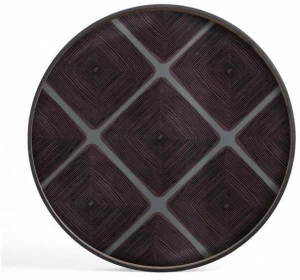 Ethnicraft Круглый поднос из дерева и стекла Linear flow 20914