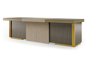 Кожаный деревянный исполнительный стол с ящиками