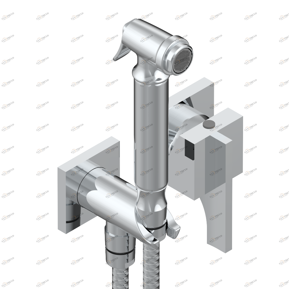 G04-5840/MBG Комплект для душа, включающий смеситель, армированный шланг 1 м 25 см, ручной душ с курковым распылителем, выход из стены и предохранительный запорный клапан Thg-paris Pure Хром G04 5840/MBG A02 CAT.A