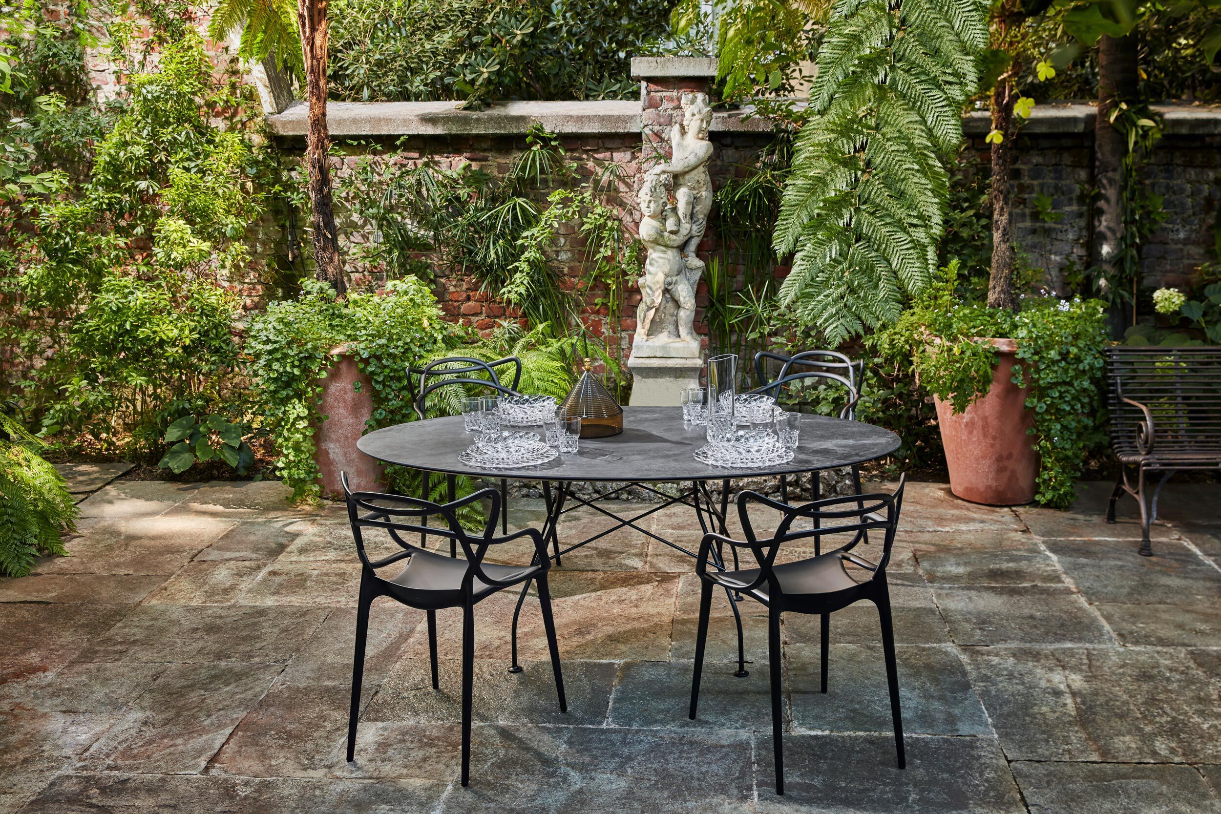 Круглый садовый стол со стальным основанием и столешницей из керамогранита Kartell GLOSSY ARCH-00030876 - Вид №8