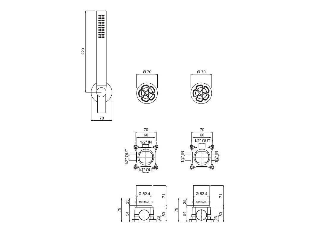 Встраиваемый смеситель для душа с ручным душем QD Magistro Lab Flora ARCH-00039417 - Вид №4