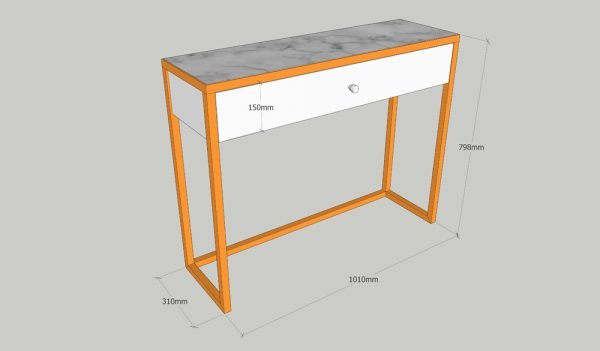 Консоль белая на золотых ножках с мраморной столешницей и ящиком FOR MISS  263957 Белый;золото  - Вид №3