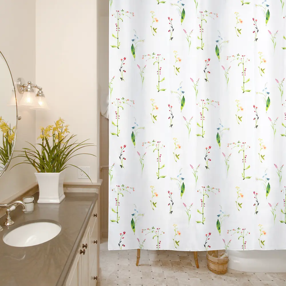 Штора для ванной Wess Meadow 180x200 см полиэстер цвет белый/зеленый 82355499 STLM-2164016 - Вид №8