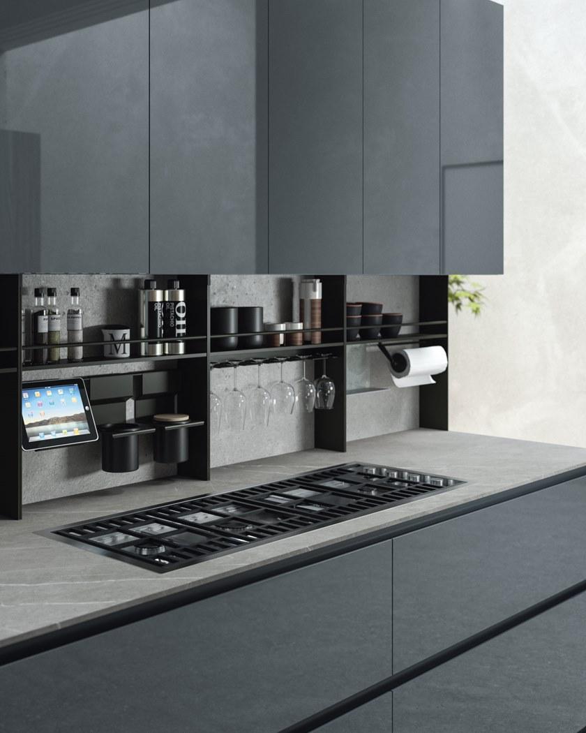 Кухня из лакированного дерева и стекла с островом Sistema 22.2 Santreyd sun-id-1398539 - Вид №5