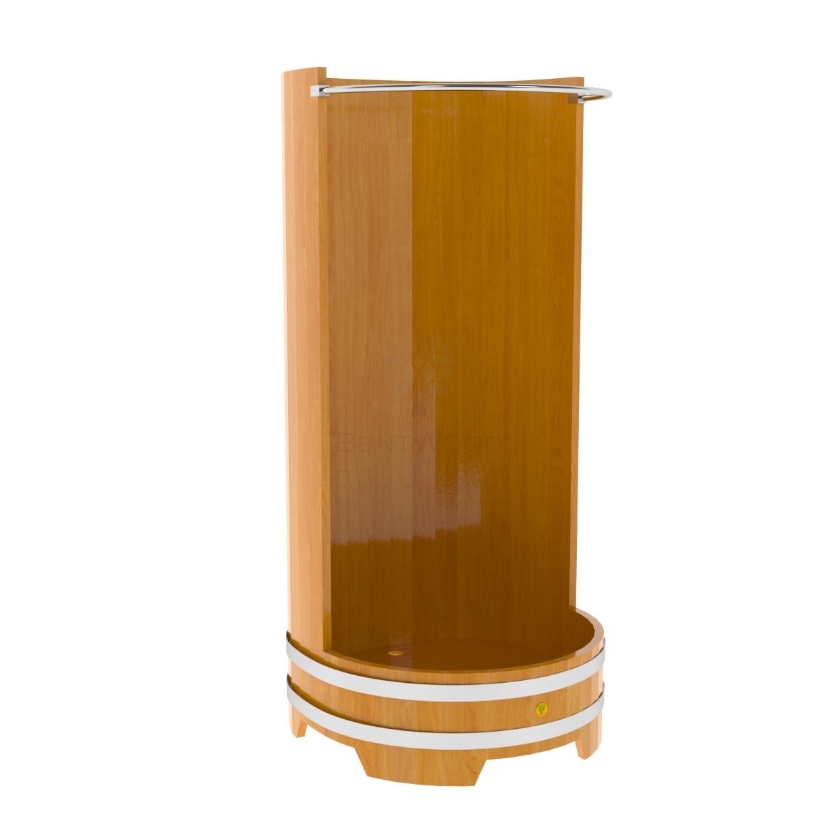 135 Душевая кабина с держателем для шторки (лиственница натуральная премиум) Alyarus 