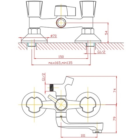 Orange Classic S M75-212cr двухвентильный смеситель для ванны/душа Черный матовый sun-id-1517096 - Вид №1