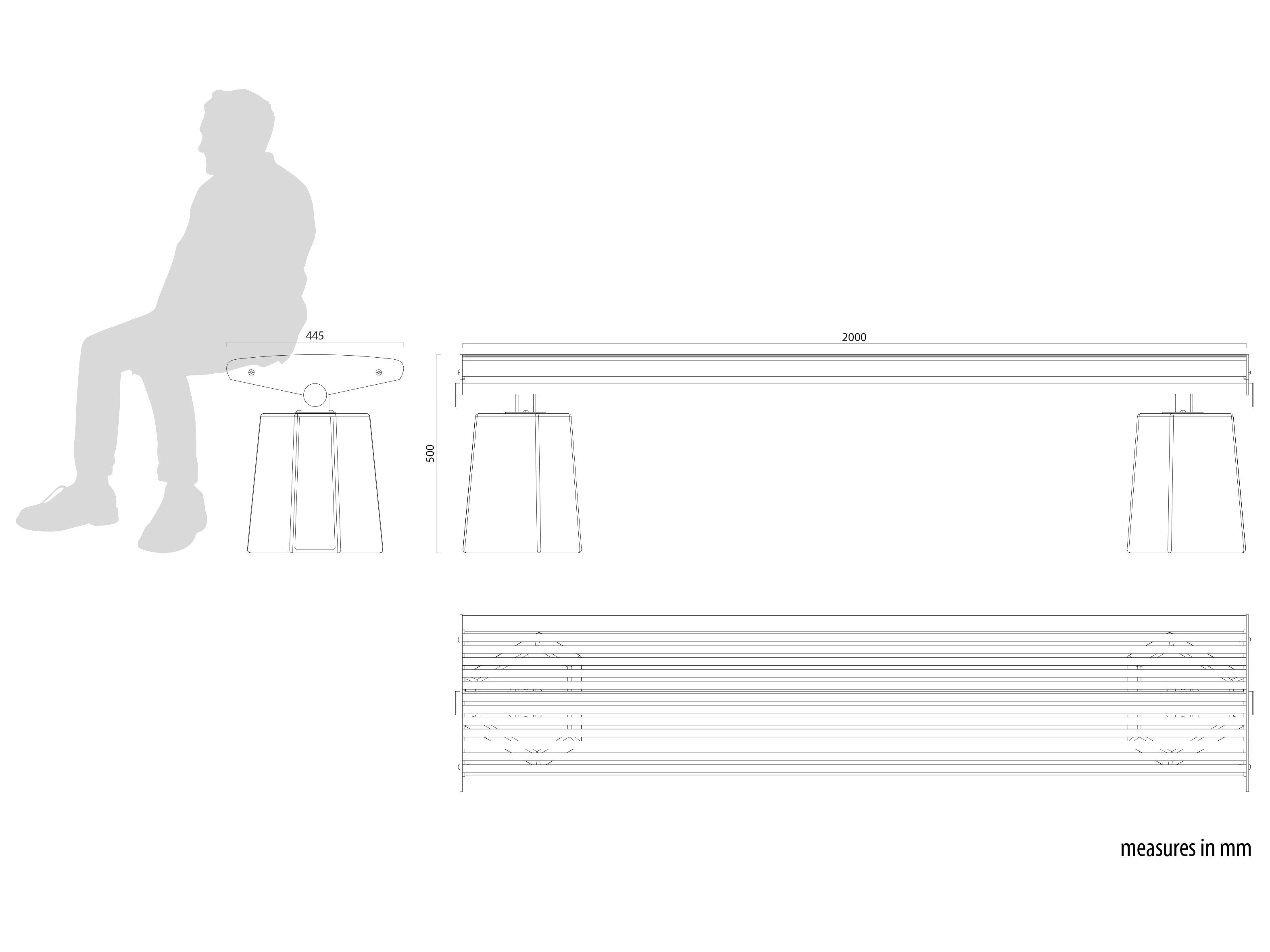 Скамья из оцинкованного листового металла без спинки Lazzari Замок ARCH-00126520 - Вид №3