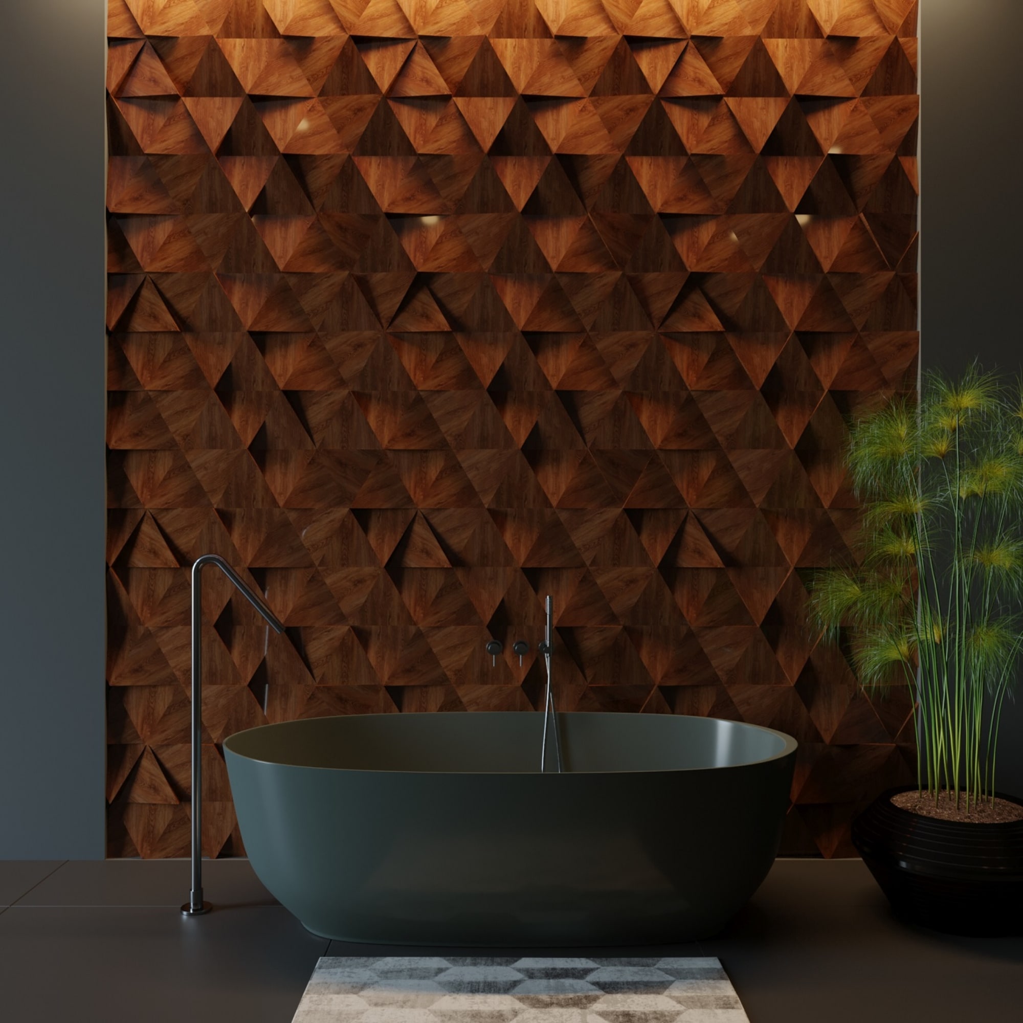 82399314 3D Панели глянцевые с покрытием 7 шт цвет кедр глянец Santreyd  - Вид №4