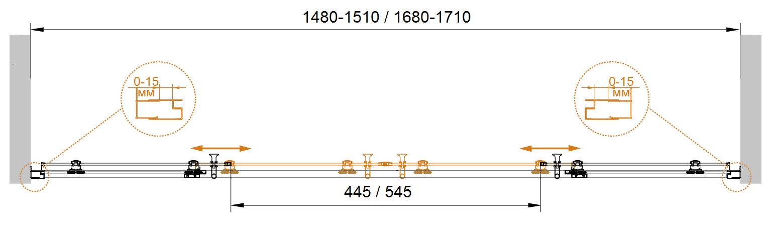 ECO-O-VF-2-150/145-C-Cr Душевое ограждения на борт вынны Cezares Китай - Вид №1