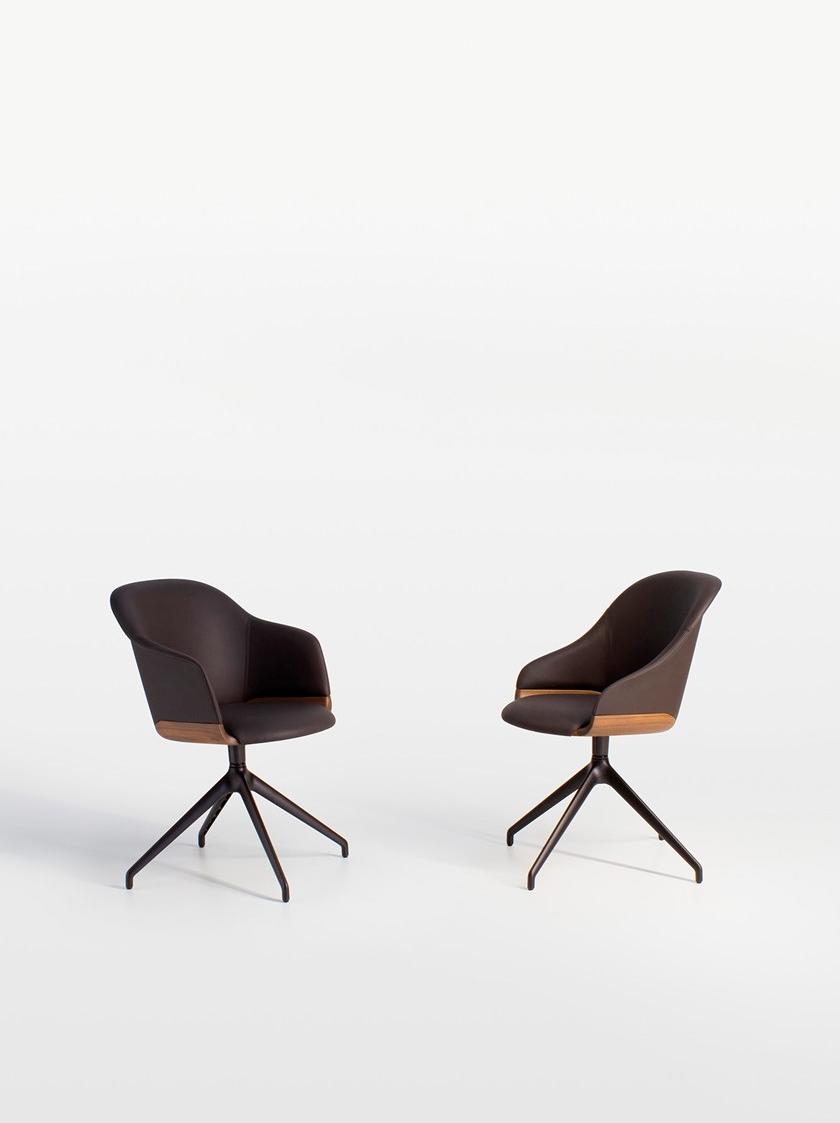 Potocco Поворотное кожаное кресло с подлокотниками Lyz 918 pg - Вид №1