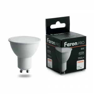Лампа светодиодная Feron.PRO GU10 8W 6400K OSRAM LED LB-1608 38094 FERON  00-3956770 Матовый