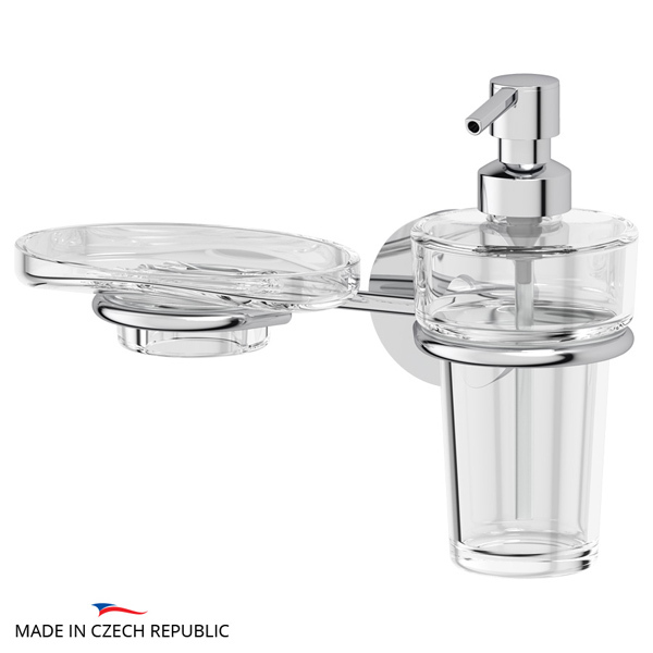 Держатель с прозрачными дозатором 250 мл и мыльницей Ellux ELEGANCE ELE 008-C03 sun-id-561301 - Вид №1