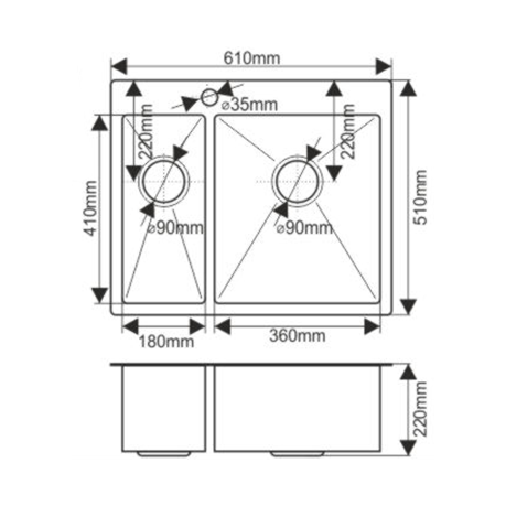 Мойка H6151S MELANA ProfLine 3,0/200 САТИН врезная прямоугольная с коландером H6151S H6151S сатин - Вид №1