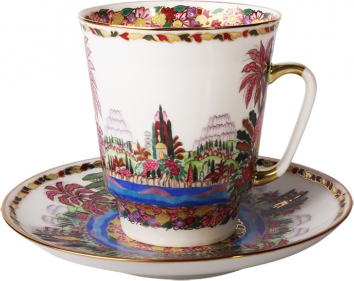 93674 Императорский фарфоровый завод Чашка с блюдцем "Голубое озеро" "Майская" Фарфор костяной 