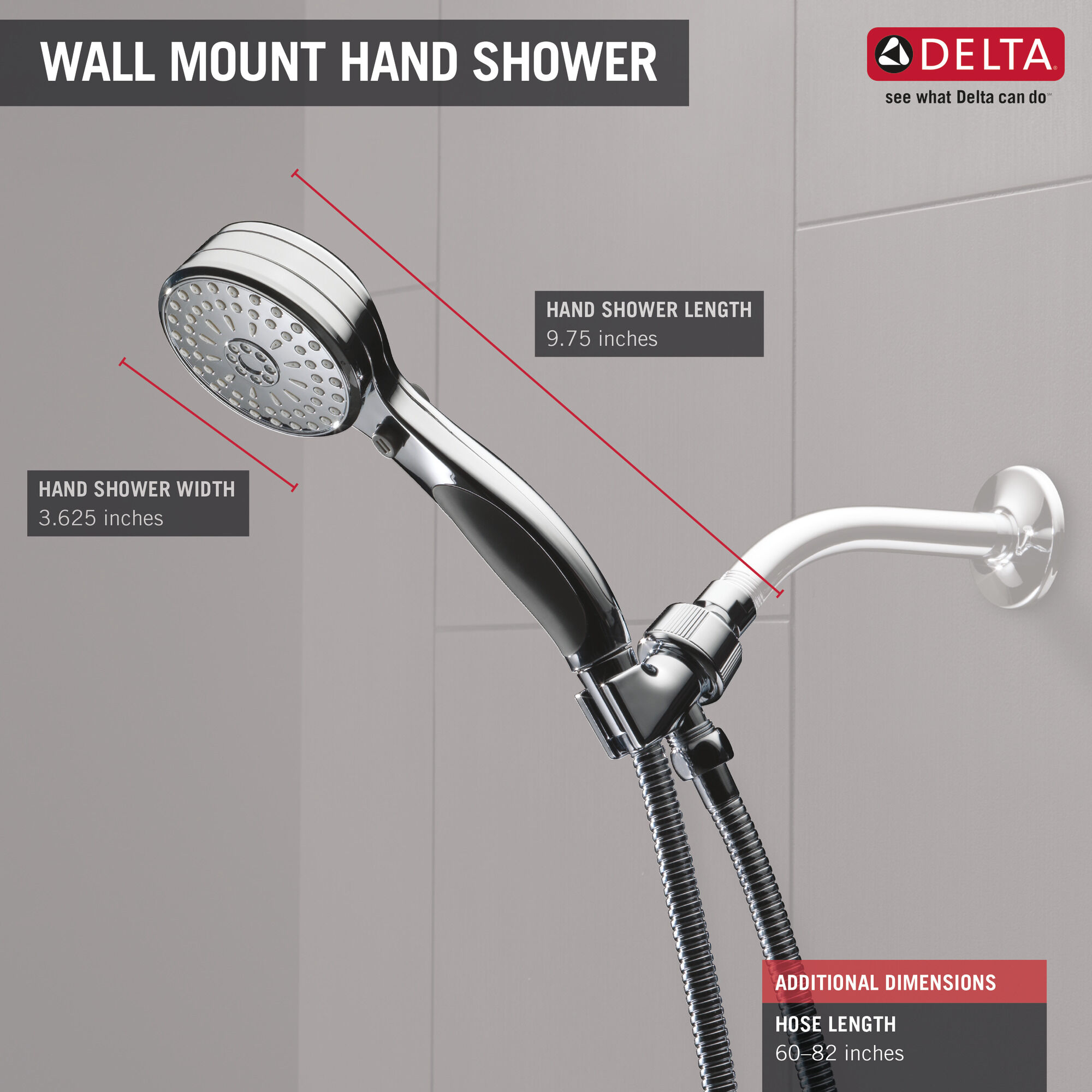 ActivTouch® Ручной душ с креплением для душа с 9 настройками Delta Faucet 54424-WC18-PK - Вид №2