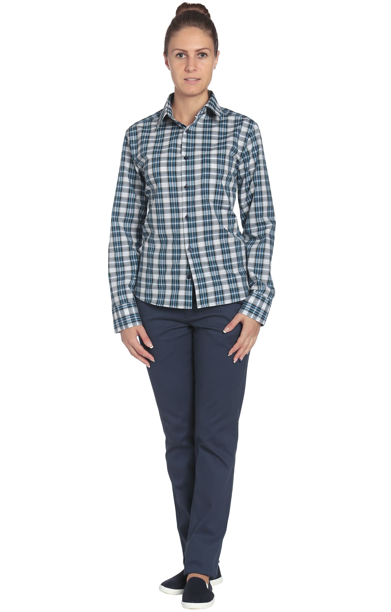 67804 Рубашка в клетку plaid blue (шотландка синяя) HIPSTER  Толстовки, рубашки, футболки, тенниски  размер 42 (84)  - Вид №1