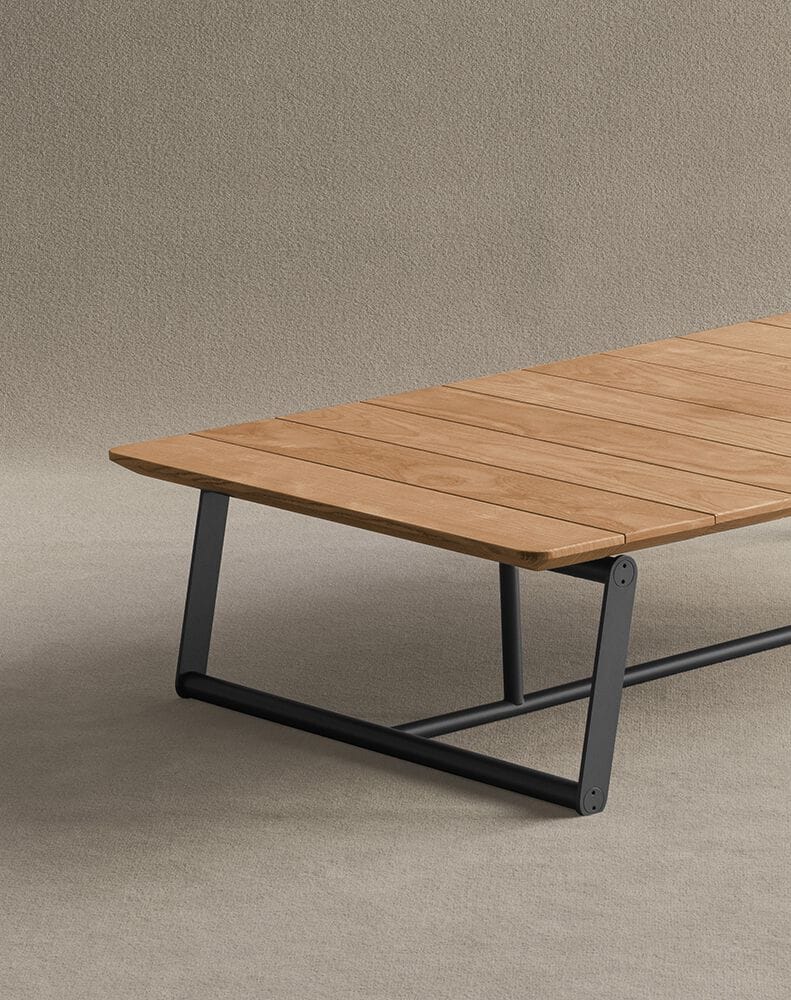 Низкий садовый стол из стали и дерева Potocco Soul ARCH-00021608 - Вид №1