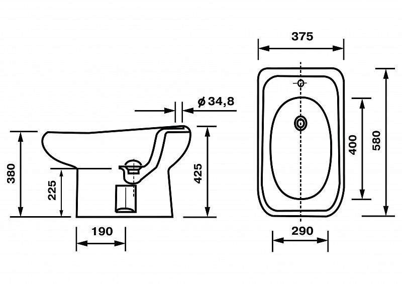 1767 Биде «Альфана» Строй керамика сервис Santreyd  - Вид №2