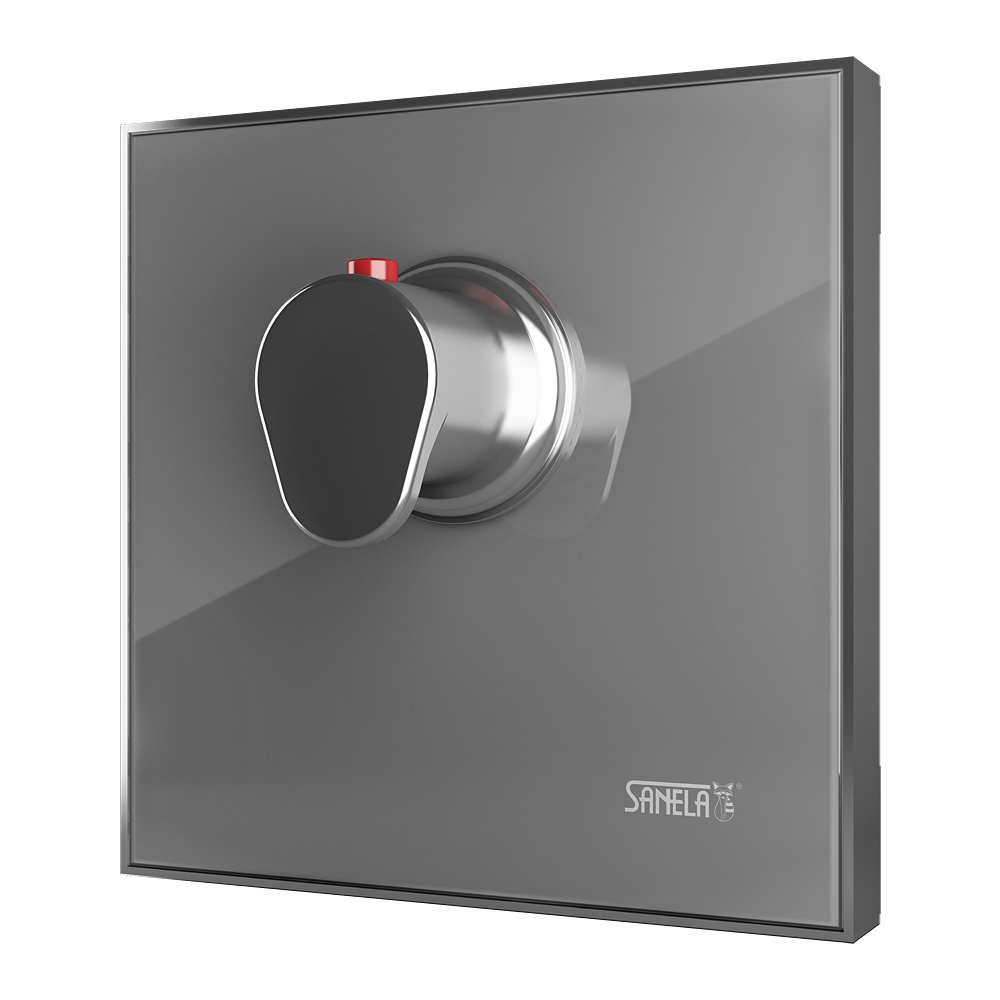 09121 Термостатический вентиль 1/2“ в стеклянной панели, цвет стекланной крышки REF 9006 светло-серый SANELA 