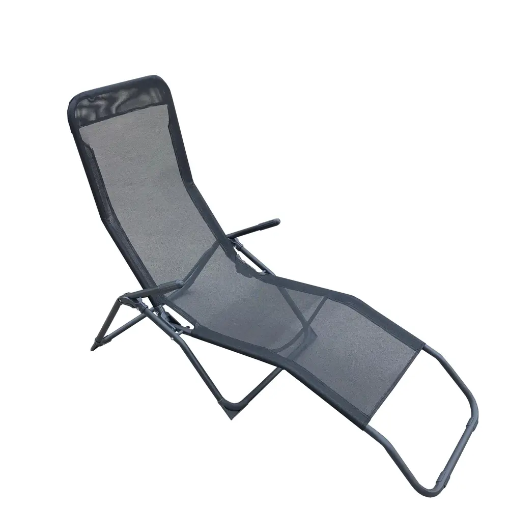 Шезлонг складной Naterial Fiesta 142x60x99 см сталь/ текстилен черный 82575553 STLM-2109425 Santreyd  - Вид №12