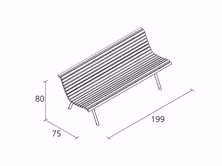 Алюминиевая и деревянная скамья со спинкой Alias Tech Wood ARCH-00044559 - Вид №3