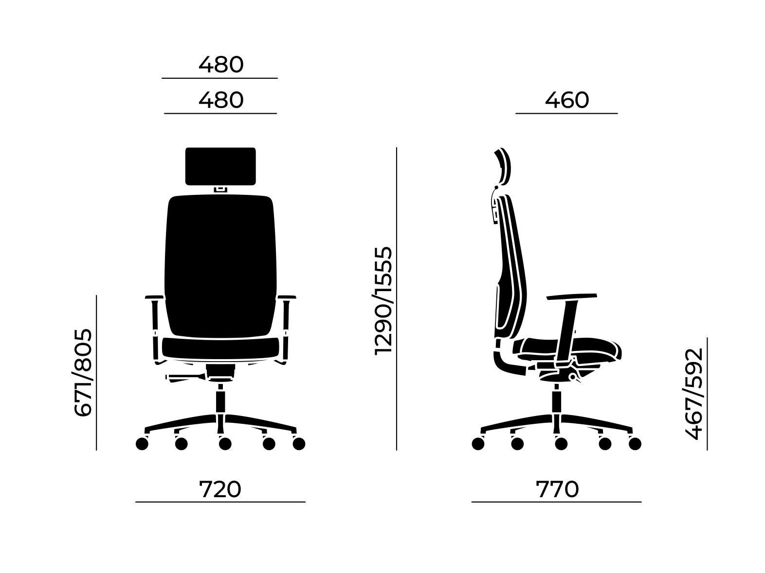 5-спицевое тканевое вращающееся офисное кресло с подлокотниками Nahu Ava ARCH-00012054 - Вид №1