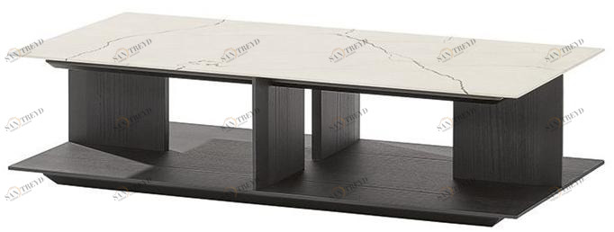Poliform Низкий стол из дерева и мрамора Westside sun-id-1357845