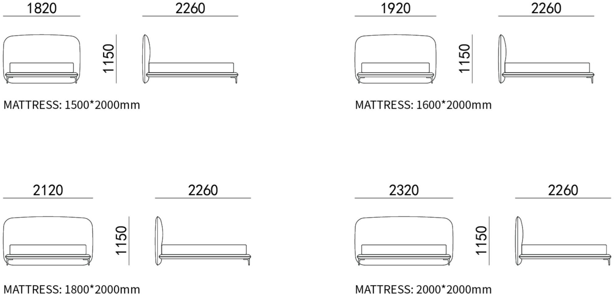 HC28 Cosmo Двуспальная кровать с мягким изголовьем Fugue 61f006 - Вид №1