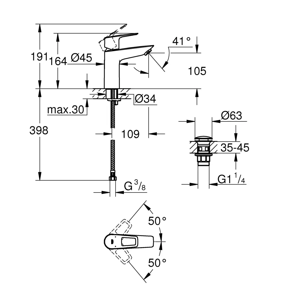 Смеситель для раковины Grohe Start Loop однорычажный размер M цвет хром 86601081 STLM-2180065 - Вид №7