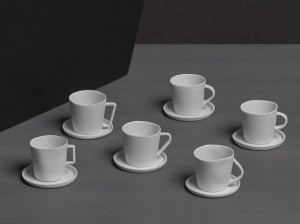 Набор фарфоровых кофейных чашек с блюдцем