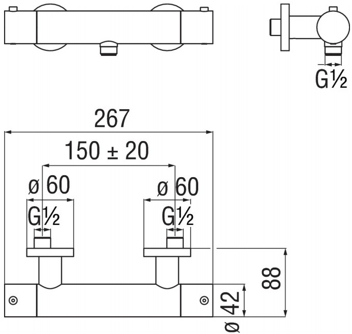 Nobili Rubinetterie Смеситель для душа на 2 отверстия с ручным душем Plus Pl00030cr - Вид №2