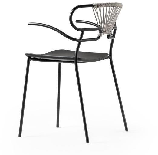 TrabA' Металлический стул с подлокотниками с открытой спинкой Genoa 0048/49-met-cross-pu - Вид №2