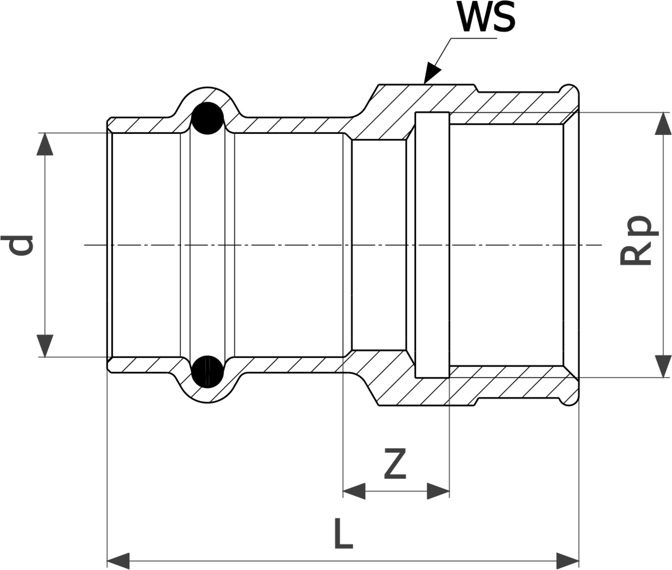 365 097 Модель 2212 Трубопроводные системы  Sanpress  Переходники/​переходные угольники Santreyd  - Вид №3